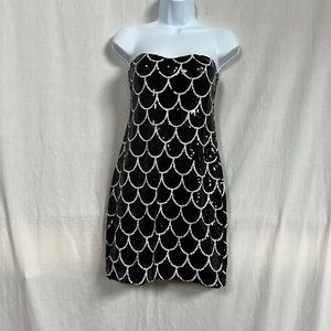 AUW black and white sequin strapless dress size Small/Medium